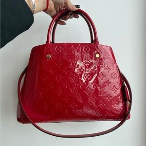 Louis Vuitton Red Patent Vernis Alma Satchel with Shoulder Strap
